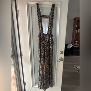 Lush Black and Tan Geometric Maxi Dress